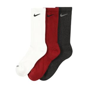 NIKE Sportovní ponožky  bílá / červená / antracitová