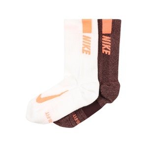 NIKE Sportovní ponožky 'Multiplier'  bílá / čokoládová / mandarinkoná