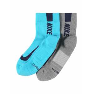 NIKE Sportovní ponožky  aqua modrá / tmavě modrá / šedá / šedý melír