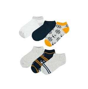 NAME IT Ponožky 'Felim'  šedý melír / bílá / zlatě žlutá / tmavě modrá