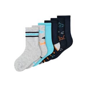 NAME IT Ponožky 'Find'  šedý melír / noční modrá / oranžová / bílá / tyrkysová