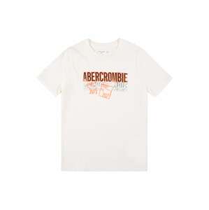 Abercrombie & Fitch Tričko  bílá / černá / oranžová