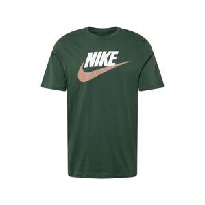 Nike Sportswear Tričko  zelená / bílá / světle hnědá