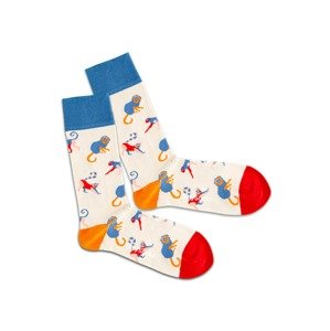 DillySocks Ponožky 'Baboon Sand'  krémová / královská modrá / oranžová / červená