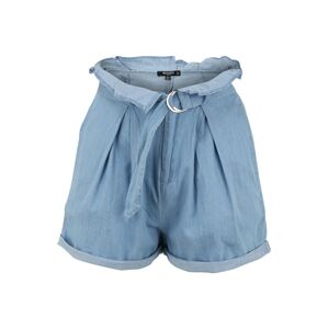 Missguided Petite Kalhoty se sklady v pase  modrá džínovina