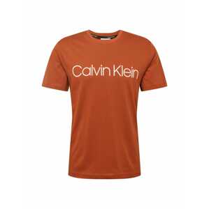 Calvin Klein Tričko  rezavě hnědá / bílá