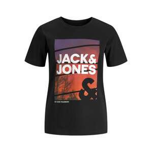 Jack & Jones Junior Tričko 'Urban'  černá / oranžově červená / tmavě fialová