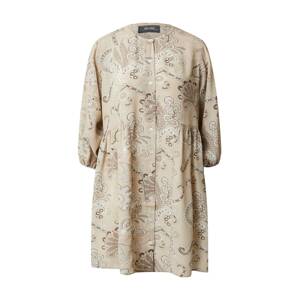 MOS MOSH Košilové šaty 'Jemma Persia'  tmavě béžová / bílá / béžová