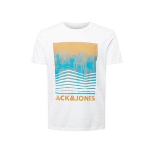 JACK & JONES Tričko  bílá / tyrkysová / medová