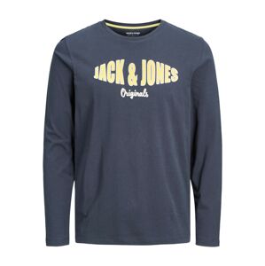 JACK & JONES Shirt  námořnická modř / světle žlutá / bílá