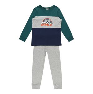 SCHIESSER Pyžamo  šedý melír / námořnická modř / smaragdová / tmavě oranžová / bílá