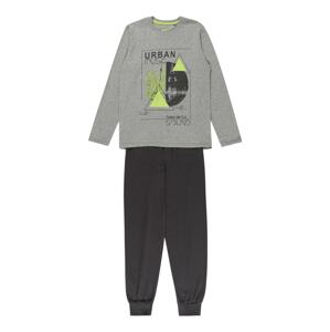 SANETTA Pyžamo  šedý melír / antracitová / svítivě zelená