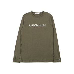 Calvin Klein Jeans Tričko  olivová / bílá