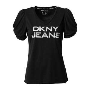 DKNY Tričko  černá / stříbrná