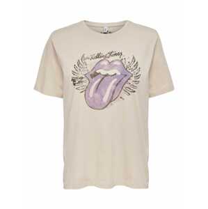 ONLY Tričko 'Rolling Stones Rock'  režná / světle fialová / černá