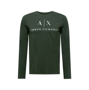 ARMANI EXCHANGE Tričko  tmavě zelená / bílá