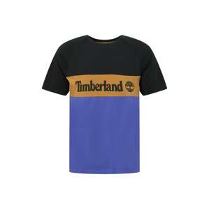 TIMBERLAND Tričko  černá / světle hnědá / tmavě fialová