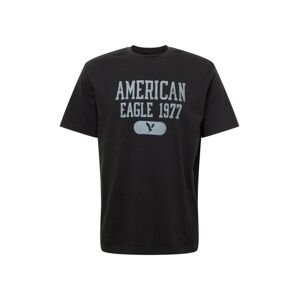 American Eagle Tričko  černá / světle šedá