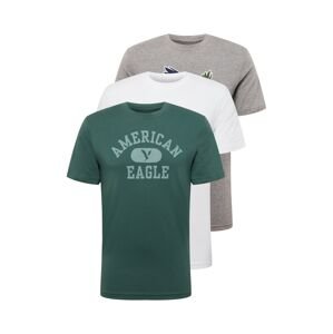 American Eagle Tričko 'HEATHERS'  tmavě zelená / bílá / šedý melír