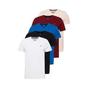 HOLLISTER T-Shirt  bílá / modrá / černá / vínově červená / béžová