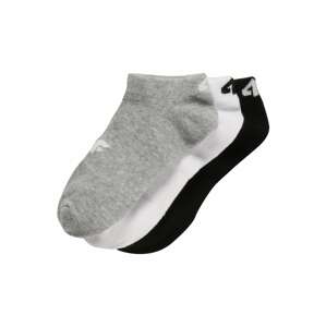 4F Sportovní ponožky  bílá / šedá / černá