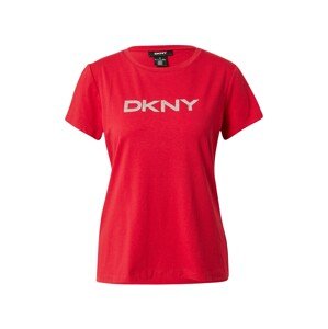 DKNY Tričko 'DIAMANTE'  červená / stříbrná