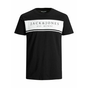 Jack & Jones Plus Tričko 'River'  černá / bílá