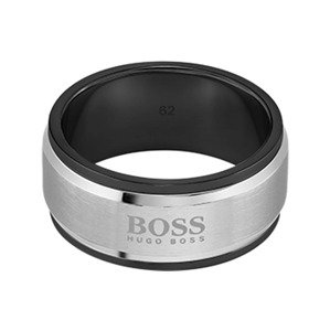 BOSS Black Prsten  černá / stříbrná
