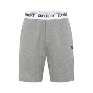 Superdry Kalhoty  šedý melír / černá / bílá