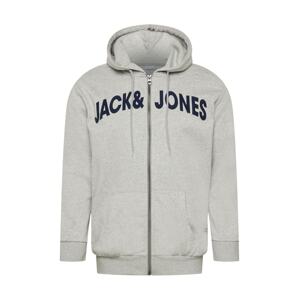 Jack & Jones Plus Mikina s kapucí  námořnická modř / světle šedá