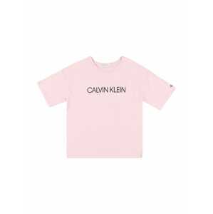 Calvin Klein Jeans Tričko  pastelově růžová / černá