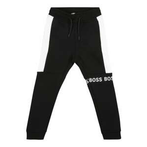 BOSS Kidswear Kalhoty  černá / bílá