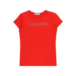 Calvin Klein Jeans Tričko stříbrně šedá / červená
