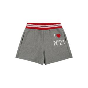 N°21 Kalhoty šedý melír / červená / bílá