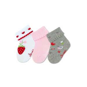 STERNTALER Ponožky  šedá / růžová / bílá / světle červená