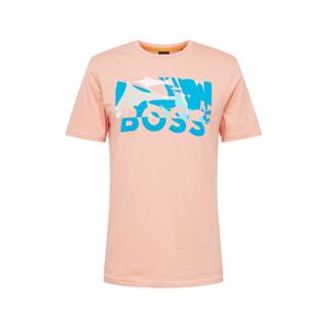 BOSS Orange Tričko 'Thinking 3'  azurová / nebeská modř / růžová / bílá