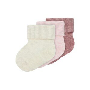 NAME IT Ponožky 'NEEL'  béžový melír / růžová / červený melír