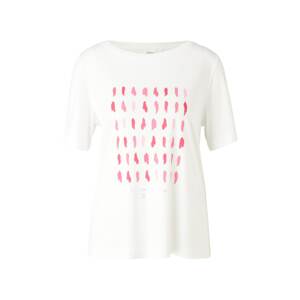 s.Oliver BLACK LABEL Tričko  bílá / pink / světle růžová / stříbrná / malinová
