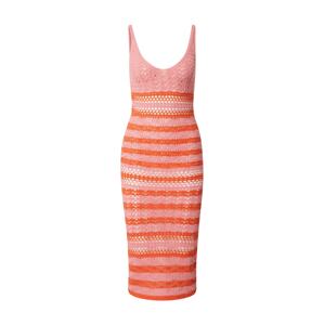 River Island Úpletové šaty oranžová / světle růžová