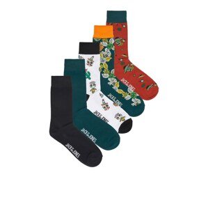 JACK & JONES Ponožky 'MEXICAN SKULL'  tmavě zelená / červená / černá / bílá