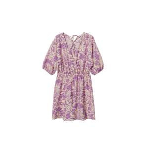 MANGO Letní šaty 'CORAL' světle béžová / bledě fialová